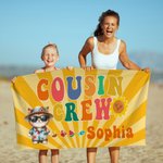 Gepersonaliseerd Schattig Hawaiiaans Dierenontwerp Neef Crew Sneldrogend Oversized Strandlaken met Naam Zomervakantie Reisbenodigdheden Cadeau voor Familie Kinderen