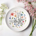 Plat à Bijoux en Céramique Personnalisé avec 1-9 Noms d'Enfants Cadeau d'Anniversaire Fête des Mères pour Maman Grand-Mère