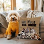 Personalisierte Wir regieren das Haus Cartoon Katze Hund weiches Kissen Abdeckung mit 1-6 Tiernamen Home Decor Geburtstag Housewarming Geschenk für Tierliebhaber