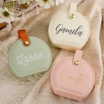 Personalized Simple Name Design PU Leather Hand-held Jewelry Box Portable Travel Essentials Birthday Mother's Day Gift for Women Girls