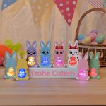 Personalisierte Niedliche LED-Licht Hase Holzdeko mit Namen Sockel Tischdeko Hauseinweihung Muttertag Geschenk für Familie Kinder