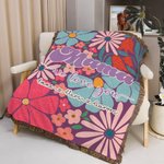 Personalizada We Love You Colorido Diseño Floral Suave Manta con Borlas y 1-16 Nombres de Niños Día de la Madre Cumpleaños Regalo para Mamá Abuela