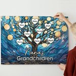 Personalized Glass Art Family Life Tree Oil Frameless Framed Painting with 2-20 Names and Texts Home Decor Mother's Day Birthday Gift for Mom Grandma