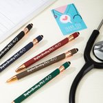 Henkilökohtainen monivärinen EKG ja sydämen muotoilu 5 kpl 0.5mm 2-in-1 Stylus Touch Pen Set teksti ja kortti Sairaanhoitaja viikko lahja Medical Staffille