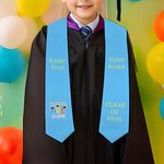 Personalized Grad Cap Cartoon Kid Graduation Sash with Name and School Name Graduation Keepsake Gift for Class of 2025 Preschool Kindergarten