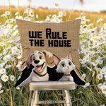 Personalisierte Wir regieren das Haus Cartoon Katze Hund weiches Kissen Abdeckung mit 1-6 Tiernamen Home Decor Geburtstag Housewarming Geschenk für Tierliebhaber