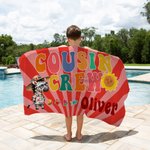 Gepersonaliseerd Schattig Hawaiiaans Dierenontwerp Neef Crew Sneldrogend Oversized Strandlaken met Naam Zomervakantie Reisbenodigdheden Cadeau voor Familie Kinderen