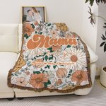 Personalized We Love You Boho Retro Floral Soft Throw Blanket with Tassel and 1-16 Names Home Decor Mother's Day Gift for Mom Grandma