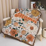 Personalized We Love You Boho Retro Floral Soft Throw Blanket with Tassel and 1-16 Names Home Decor Mother's Day Gift for Mom Grandma