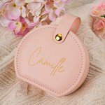 Personalized Simple Name Design PU Leather Hand-held Jewelry Box Portable Travel Essentials Birthday Mother's Day Gift for Women Girls