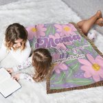 Personalizada We Love You Colorido Diseño Floral Suave Manta con Borlas y 1-16 Nombres de Niños Día de la Madre Cumpleaños Regalo para Mamá Abuela