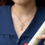 Personalized Cute Bear Graduation Necklace with Engraved Name and Birthstone Graduation Gift for Class of 2025 Graduates