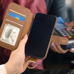 Personalised Birth Flower Ring Design Leather Flip Wallet Phone Case with Name and RFID Blocking Card Holder Birthday Mother's Day Gift for Women