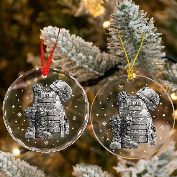 Personalizado Militar Uniforme Copo de Nieve Adorno con Nombre Decoración del Árbol de Navidad Cumpleaños Jubilación Regalo para Militares Veteranos