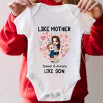 Personalized Love Flower Hug Cartoon Characters 100% Cotton Baby Bodysuit T-shirt Parent-child Set with Name First Mother's Day Gift for Mom Kids