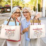 Cuore personalizzato Nascita Fiore Famiglia Giardino Grande Borsa Tote in tela con 1-12 nomi Accessori da viaggio Compleanno Festa della Mamma Regalo per la nonna