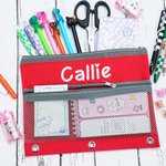 Nombre bordado personalizado Funda de tela Oxford de tres anillas para lápices Carpeta Material de escritorio Regalo de vuelta al cole para niños