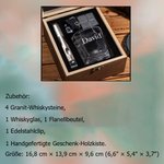 Personalisiertes Retro Whiskeyglas und -steine Holzkiste Set mit Golf Initiale Namen Auswählbarer Schiefer Untersetzer Geburtstag Geschenk für Herren