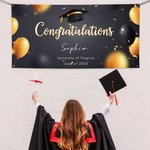 Personalized Congratulations Bachelor Hat Banner with Name Class of 2025 Party Decor Graduation Gift for Graduates