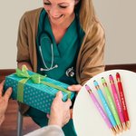 Henkilökohtainen monivärinen EKG ja sydämen muotoilu 5 kpl 0.5mm 2-in-1 Stylus Touch Pen Set teksti ja kortti Sairaanhoitaja viikko lahja Medical Staffille