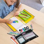 Nombre bordado personalizado Funda de tela Oxford de tres anillas para lápices Carpeta Material de escritorio Regalo de vuelta al cole para niños