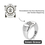 Personalisierter Wappen Emblem Ring mit Gravur Geburtstag Vatertag Abschluss Siegelring Geschenk für Herren Familie Freund Verein