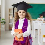 Personalized Grad Cap Cartoon Kid Graduation Sash with Name and School Name Graduation Keepsake Gift for Class of 2025 Preschool Kindergarten