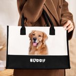 Personalisierte 1-3 Haustierfotos Große Kapazität Canvas Tragetasche mit Namen Hund Katze Zubehör Geburtstag Geschenk für Tierliebhaber Tierbesitzer