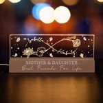 Linea personalizzata di nascita Fiore Infinity Design Luce notturna a LED con nomi e testo Festa della mamma Regalo di compleanno per la mamma nonna