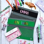 Nombre bordado personalizado Funda de tela Oxford de tres anillas para lápices Carpeta Material de escritorio Regalo de vuelta al cole para niños