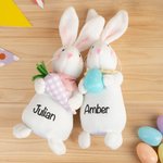 Personalized Cute Tiny Plush Standing Easter Bunny Stuffed Companion Toy with Name Easter Basket Stuffers Holiday Easter Birthday Gift for Kids