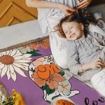 Personalised We Love You Retro Floral Bear Soft Throw Blanket with Name and Tassel Mother's Day Home Decor Birthday Gift for Family