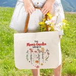 Cuore personalizzato Nascita Fiore Famiglia Giardino Grande Borsa Tote in tela con 1-12 nomi Accessori da viaggio Compleanno Festa della Mamma Regalo per la nonna