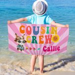 Gepersonaliseerd Schattig Hawaiiaans Dierenontwerp Neef Crew Sneldrogend Oversized Strandlaken met Naam Zomervakantie Reisbenodigdheden Cadeau voor Familie Kinderen