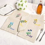 Personalisierte Geburtsblume Leinen Serviette mit Namen Tischdekoration Muttertag Hochzeit Geburtstag Geschenk für Brautjungfer Freundin