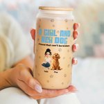 Personalized A Girl and Her Dogs Have Unbroken Bond 3D Cartoon Design 20 oz Frosted Glass Tumbler with Lid and Straw Birthday Gift for Pet Lovers
