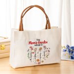 Cuore personalizzato Nascita Fiore Famiglia Giardino Grande Borsa Tote in tela con 1-12 nomi Accessori da viaggio Compleanno Festa della Mamma Regalo per la nonna