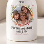 Vase en Céramique Orné de Fleurs de Naissance Personnalisée avec Texte et Photo Cadeau de Fête des Mères pour Femmes