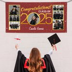 Personalised Congratulations Class of 2025 Graduate Photo Collages Banner with 3-17 Photos and Name Party Decor Graduation Gift for Graduates