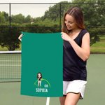 Gepersonaliseerde Cartoon Bal Sport Vrouwen Super Absorberende Sport Handdoek met Naam en Karabijnhaak Verjaardagscadeau voor Sportliefhebber