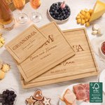 Personalized Engraved Floral Mom Grandma FSC Bamboo Charcuterie Cutting Board with Name and Juice Groove Mother's Day Birthday Gift for Family