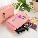 Personalisierte Prom Königin Geburt Blume PU Leder Kosmetiktasche mit Namen Jahrestag Party Geburtstag Geschenk für Frauen