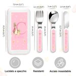 Set di posate personalizzate con forchetta cucchiaio coltello 3 pezzi con contenitore e nome regalo di compleanno di Pasqua per bambini