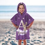 Personalised Forest Animal Oversized Hooded Beach Towel with Name and Initial Super Absorbent Travel Summer Vacation Birthday Gift for Kids