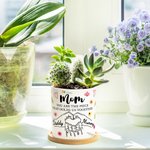 Personalisierte Aquarell Holding Hands 1-6 Kind Namen Keramik Pflanzentopf mit Bambus Basis Muttertag Geschenk für Mama