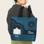 Bolsa tote reutilizable personalizado con 1-4 gatos en patrón gran capacidad con nombre regalo de cumpleaños para amantes de los gatos y mascotas