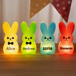 Ornamento luminoso multicolore personalizzato a forma del coniglietto pasquale con nome decorazione pasquale regalo per bambini