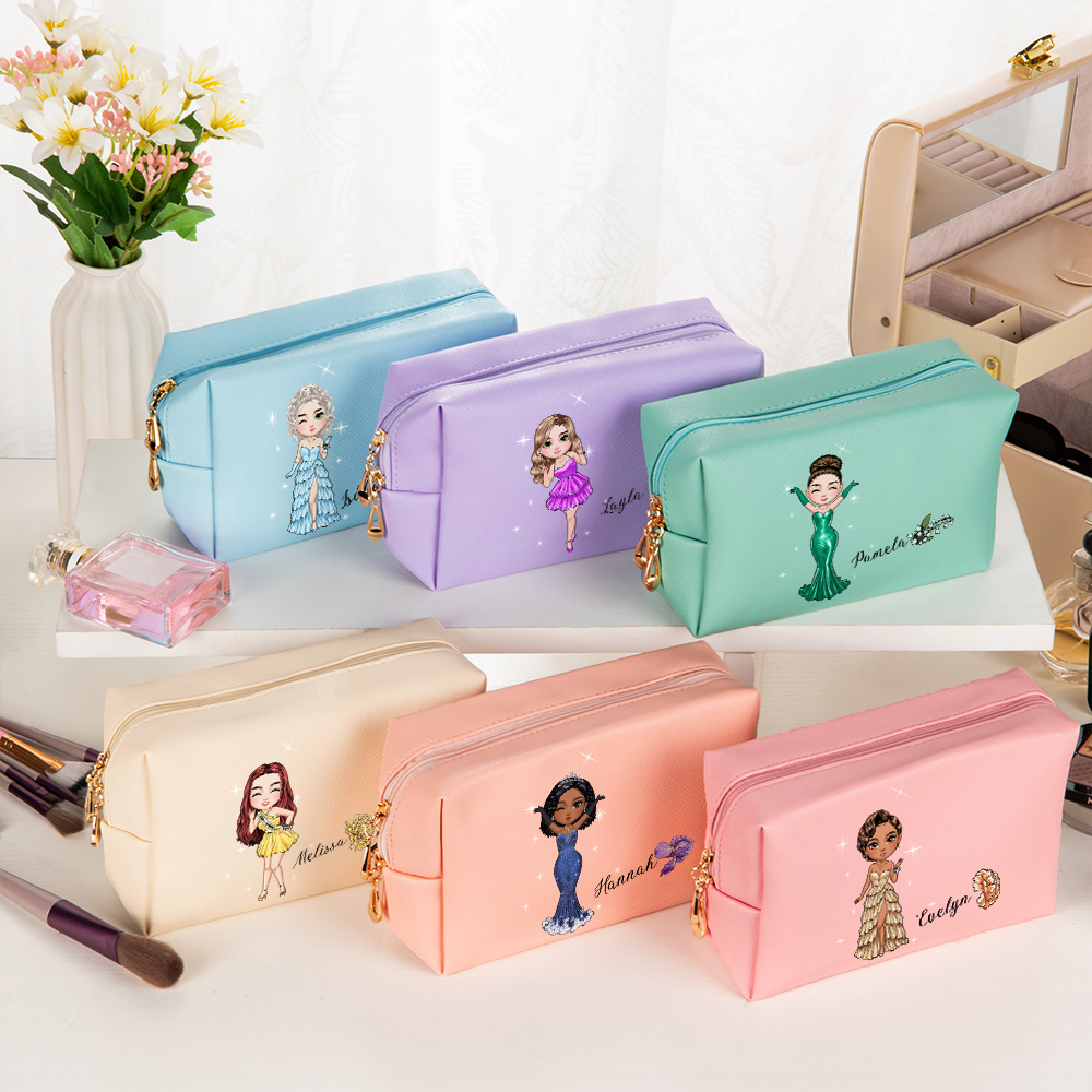 Sac cosmétique en cuir PU avec nom Anniversaire Fête Anniversaire Cadeau pour femmes