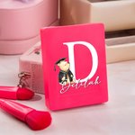 Personalized Classic Winnie the Pooh Name Makeup Brush Box Set with 5 Pcs Brushes and Mirror Travel Accessories Graduation Gift for Family Friends
