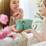 Personalisierte Prom Königin Geburt Blume PU Leder Kosmetiktasche mit Namen Jahrestag Party Geburtstag Geschenk für Frauen